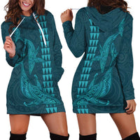 Aloha Hawaii Whale Kakau and Polynesian Tattoo Hoodie Dress Turquoise Color LT03 - Polynesian Pride