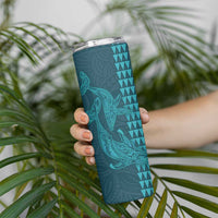 Aloha Hawaii Whale Kakau and Polynesian Tattoo Skinny Tumbler Turquoise Color LT03 - Polynesian Pride