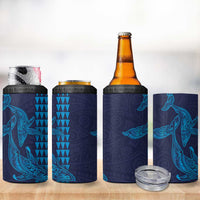 Aloha Hawaii Whale Kakau and Polynesian Tattoo 4 in 1 Can Cooler Tumbler Dark Navy Color LT03 - Polynesian Pride