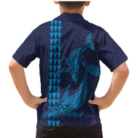 Aloha Hawaii Whale Kakau and Polynesian Tattoo Family Matching Mermaid Dress and Hawaiian Shirt Dark Navy Color LT03 - Polynesian Pride