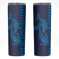 Aloha Hawaii Whale Kakau and Polynesian Tattoo Skinny Tumbler Dark Navy Color LT03 Dark Navy - Polynesian Pride