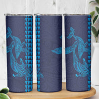 Aloha Hawaii Whale Kakau and Polynesian Tattoo Skinny Tumbler Dark Navy Color LT03 - Polynesian Pride