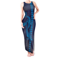 Aloha Hawaii Whale Kakau and Polynesian Tattoo Tank Maxi Dress Dark Navy Color