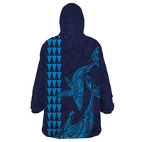 Aloha Hawaii Whale Kakau and Polynesian Tattoo Wearable Blanket Hoodie Dark Navy Color LT03 - Polynesian Pride