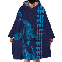 Aloha Hawaii Whale Kakau and Polynesian Tattoo Wearable Blanket Hoodie Dark Navy Color LT03 - Polynesian Pride