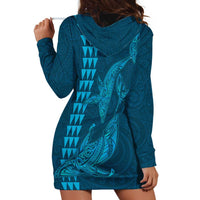 Aloha Hawaii Whale Kakau and Polynesian Tattoo Hoodie Dress Light Blue Color LT03 - Polynesian Pride