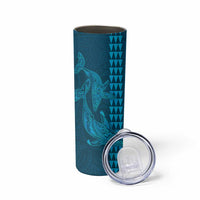 Aloha Hawaii Whale Kakau and Polynesian Tattoo Skinny Tumbler Light Blue Color LT03 - Polynesian Pride