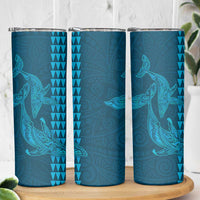 Aloha Hawaii Whale Kakau and Polynesian Tattoo Skinny Tumbler Light Blue Color LT03 - Polynesian Pride