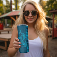 Aloha Hawaii Whale Kakau and Polynesian Tattoo Skinny Tumbler Light Blue Color LT03 - Polynesian Pride