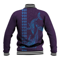 Aloha Hawaii Whale Kakau and Polynesian Tattoo Baseball Jacket Purple Color