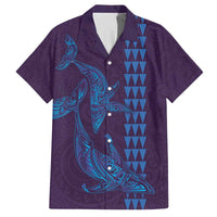 Aloha Hawaii Whale Kakau and Polynesian Tattoo Family Matching Off The Shoulder Long Sleeve Dress and Hawaiian Shirt Purple Color LT03 Dad's Shirt - Short Sleeve Purple - Polynesian Pride