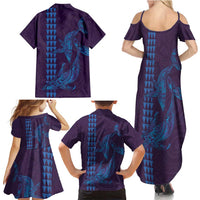 Aloha Hawaii Whale Kakau and Polynesian Tattoo Family Matching Summer Maxi Dress and Hawaiian Shirt Purple Color LT03 - Polynesian Pride