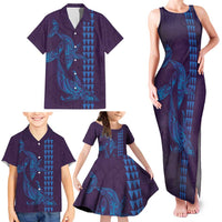 Aloha Hawaii Whale Kakau and Polynesian Tattoo Family Matching Tank Maxi Dress and Hawaiian Shirt Purple Color LT03 - Polynesian Pride