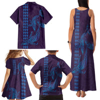 Aloha Hawaii Whale Kakau and Polynesian Tattoo Family Matching Tank Maxi Dress and Hawaiian Shirt Purple Color LT03 - Polynesian Pride