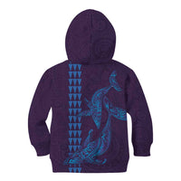 Aloha Hawaii Whale Kakau and Polynesian Tattoo Kid Hoodie Purple Color LT03 - Polynesian Pride