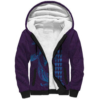 Aloha Hawaii Whale Kakau and Polynesian Tattoo Sherpa Hoodie Purple Color LT03 Unisex Purple - Polynesian Pride
