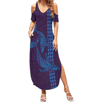 Aloha Hawaii Whale Kakau and Polynesian Tattoo Summer Maxi Dress Purple Color LT03 Women Purple - Polynesian Pride