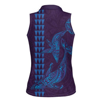 Aloha Hawaii Whale Kakau and Polynesian Tattoo Women Sleeveless Polo Shirt Purple Color LT03 - Polynesian Pride