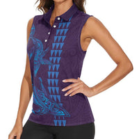 Aloha Hawaii Whale Kakau and Polynesian Tattoo Women Sleeveless Polo Shirt Purple Color LT03 - Polynesian Pride