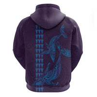 Aloha Hawaii Whale Kakau and Polynesian Tattoo Zip Hoodie Purple Color LT03 - Polynesian Pride