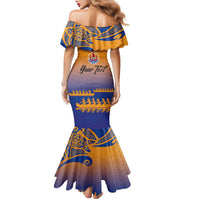 Personalised Hawaiki Nui Va'a French Polynesian Pattern Family Matching Mermaid Dress and Hawaiian Shirt Sunset Color LT03 - Polynesian Pride