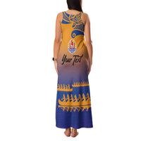 Personalised Hawaiki Nui Va'a French Polynesian Pattern Family Matching Tank Maxi Dress and Hawaiian Shirt Sunset Color LT03 - Polynesian Pride