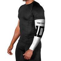 Custom Rugby Fiji Arm Sleeves Fijian Masi Tribal Sporty Style White Color LT03 - Polynesian Pride