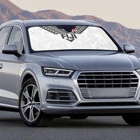Rugby Fiji Auto Sun Shade Fijian Masi Tribal Sporty Style White Color LT03 - Polynesian Pride