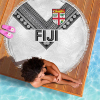 Rugby Fiji Beach Blanket Fijian Masi Tribal Sporty Style White Color LT03 - Polynesian Pride