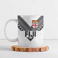 Custom Rugby Fiji Ceramic Mug Fijian Masi Tribal Sporty Style White Color LT03 White - Polynesian Pride