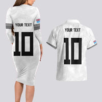 Custom Rugby Fiji Couples Matching Long Sleeve Bodycon Dress and Hawaiian Shirt Fijian Masi Tribal Sporty Style White Color LT03 - Polynesian Pride