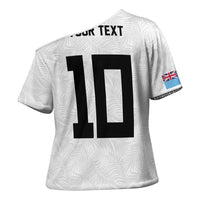 Custom Rugby Fiji Cross Shoulder Shirt Fijian Masi Tribal Sporty Style White Color LT03 - Polynesian Pride