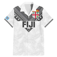 Custom Rugby Fiji Family Matching Mermaid Dress and Hawaiian Shirt Fijian Masi Tribal Sporty Style White Color LT03 Dad's Shirt - Short Sleeve White - Polynesian Pride