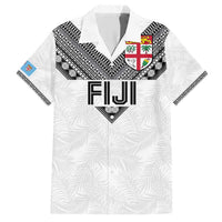 Custom Rugby Fiji Family Matching Short Sleeve Bodycon Dress and Hawaiian Shirt Fijian Masi Tribal Sporty Style White Color LT03 Dad's Shirt - Short Sleeve White - Polynesian Pride