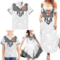 Custom Rugby Fiji Family Matching Summer Maxi Dress and Hawaiian Shirt Fijian Masi Tribal Sporty Style White Color LT03 - Polynesian Pride