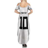 Custom Rugby Fiji Family Matching Summer Maxi Dress and Hawaiian Shirt Fijian Masi Tribal Sporty Style White Color LT03 - Polynesian Pride