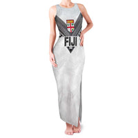 Custom Rugby Fiji Family Matching Tank Maxi Dress and Hawaiian Shirt Fijian Masi Tribal Sporty Style White Color LT03 Mom's Dress White - Polynesian Pride