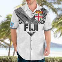 Custom Rugby Fiji Hawaiian Shirt Fijian Masi Tribal Sporty Style White Color LT03 - Polynesian Pride