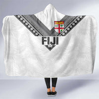 Rugby Fiji Hooded Blanket Fijian Masi Tribal Sporty Style White Color LT03 One Size White - Polynesian Pride
