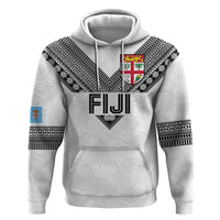 Custom Rugby Fiji Hoodie Fijian Masi Tribal Sporty Style White Color LT03 Pullover Hoodie White - Polynesian Pride