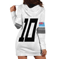 Custom Rugby Fiji Hoodie Dress Fijian Masi Tribal Sporty Style White Color LT03 - Polynesian Pride