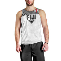 Custom Rugby Fiji Men Tank Top Fijian Masi Tribal Sporty Style White Color LT03 - Polynesian Pride