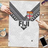 Rugby Fiji Puzzle Fijian Masi Tribal Sporty Style White Color LT03 White - Polynesian Pride