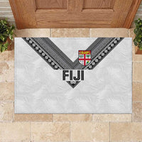 Rugby Fiji Rubber Doormat Fijian Masi Tribal Sporty Style White Color LT03 White - Polynesian Pride