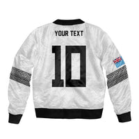 Custom Rugby Fiji Sleeve Zip Bomber Jacket Fijian Masi Tribal Sporty Style White Color - Polynesian Pride