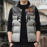Custom Rugby Fiji Sleeveless Puffer Jacket Fijian Masi Tribal Sporty Style White Color LT03 - Polynesian Pride