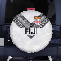 Rugby Fiji Spare Tire Cover Fijian Masi Tribal Sporty Style White Color LT03 No hole White - Polynesian Pride
