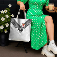 Rugby Fiji Tote Bag Fijian Masi Tribal Sporty Style White Color LT03 - Polynesian Pride