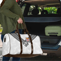Rugby Fiji Travel Bag Fijian Masi Tribal Sporty Style White Color LT03 - Polynesian Pride