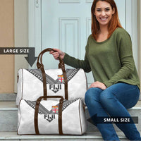 Rugby Fiji Travel Bag Fijian Masi Tribal Sporty Style White Color LT03 - Polynesian Pride